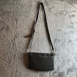 Fossil Sydney Black White Polka Dot Leather Crossbody Bag‎